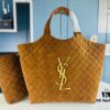 6930d0ed6e68136f4d9b0c2b New YSL Icare Suede Quilted Tote Bag in Black and Caramel