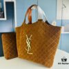6930d0ed6e68136f4d9b0c2c New YSL Icare Suede Quilted Tote Bag in Black and Caramel