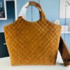 6930d0f06e68136f4d9b0c2f New YSL Icare Suede Quilted Tote Bag in Black and Caramel