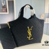 6930d0f26e68136f4d9b0c34 New YSL Icare Suede Quilted Tote Bag in Black and Caramel