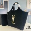 6930d0f36e68136f4d9b0c35 New YSL Icare Suede Quilted Tote Bag in Black and Caramel
