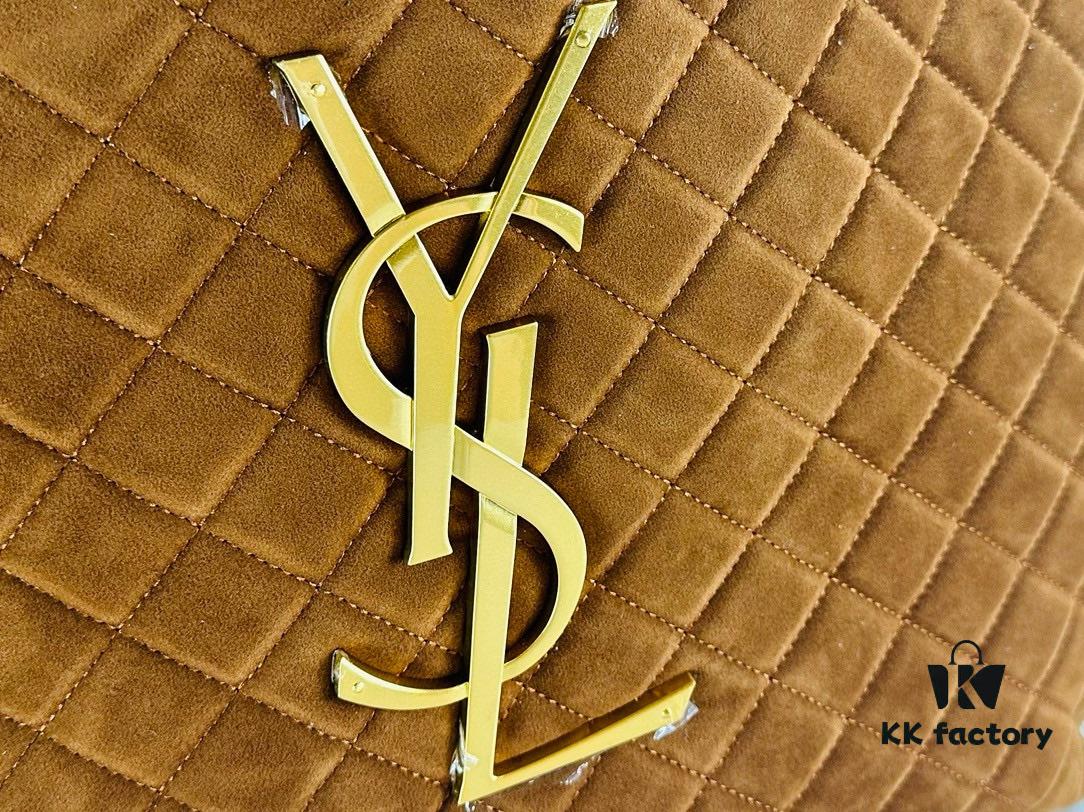6930d0f76e68136f4d9b0c3c New YSL Icare Suede Quilted Tote Bag in Black and Caramel