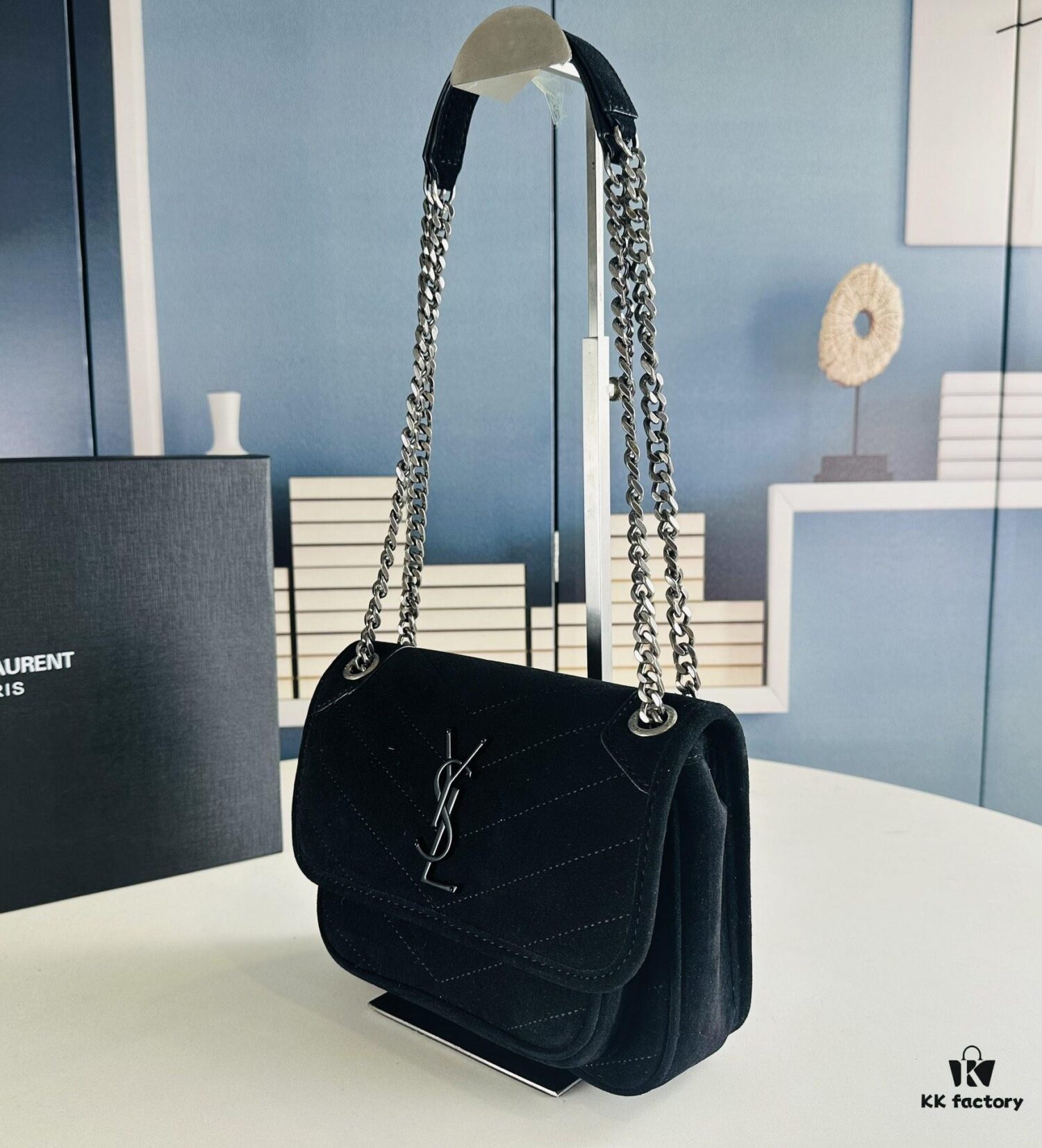 6930d1006e68136f4d9b0c4c New Large Size with Box 💰YSL ||| Saint Laurent Suede Niki Messenger Bag