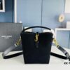 6930d11d6e68136f4d9b0c7d New Autumn/Winter Arrival Matte Mini YSL Bucket Bag with Box - Authentic YSL LE37 in Black Gold Hardware, Celebrity Style