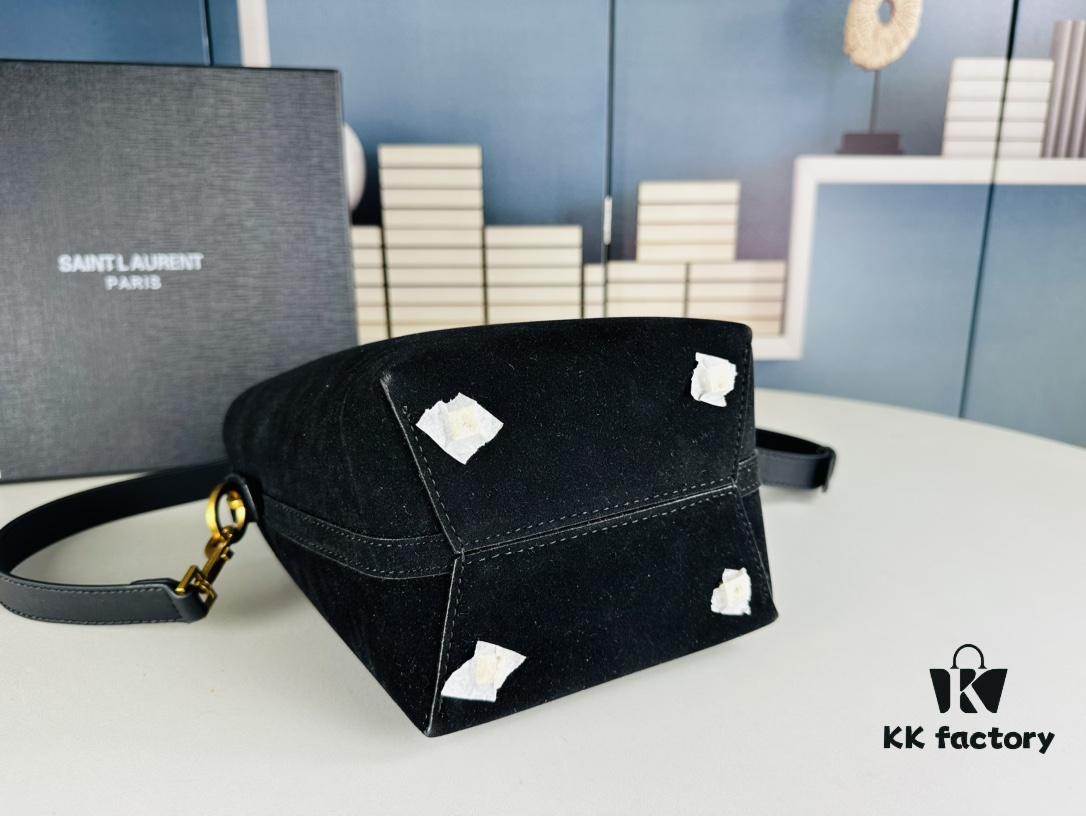 6930d11f6e68136f4d9b0c84 New Autumn/Winter Arrival Matte Mini YSL Bucket Bag with Box - Authentic YSL LE37 in Black Gold Hardware, Celebrity Style