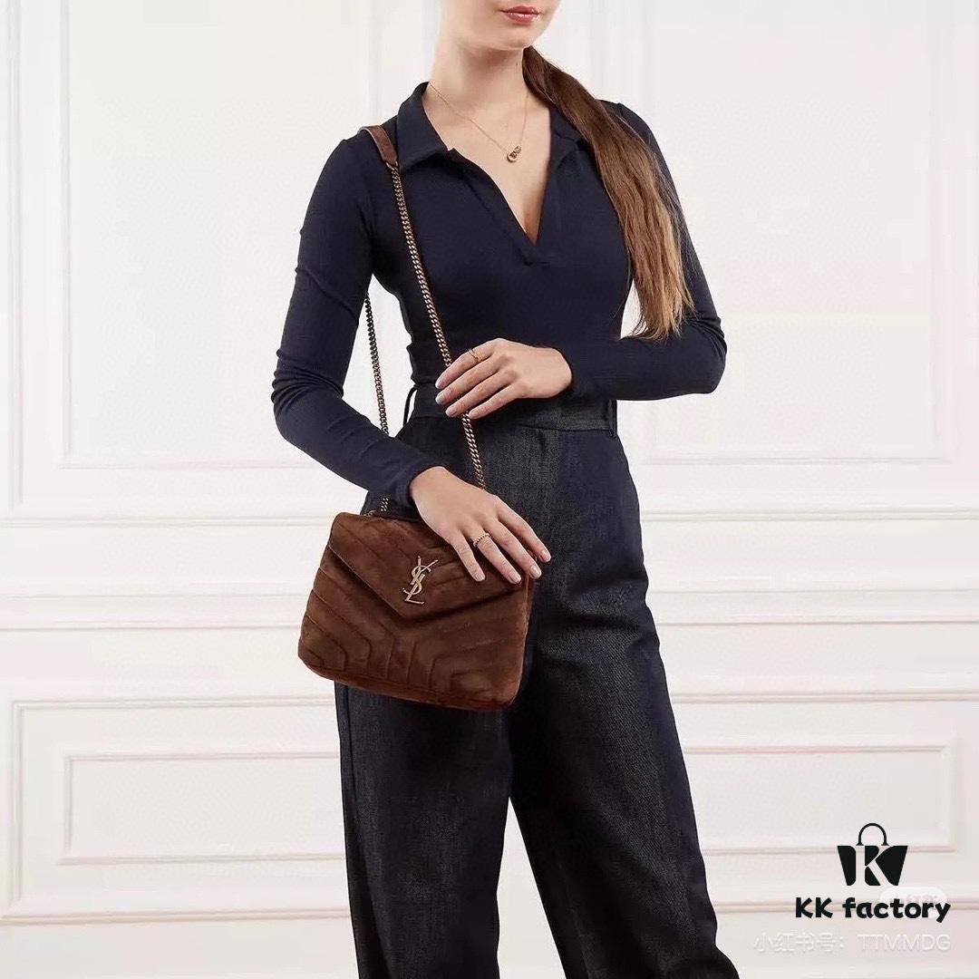 6930d14b6e68136f4d9b0ccb Large Size with Box 💰YSL LOU LOU Suede Leather Chain Shoulder Bag ||| Loulou Black Brown Nubuck