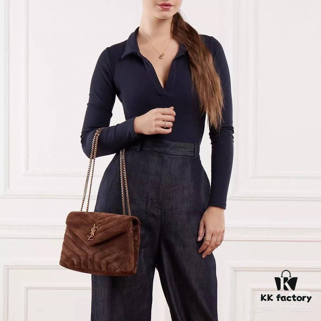 6930d14b6e68136f4d9b0cce Large Size with Box 💰YSL LOU LOU Suede Leather Chain Shoulder Bag ||| Loulou Black Brown Nubuck
