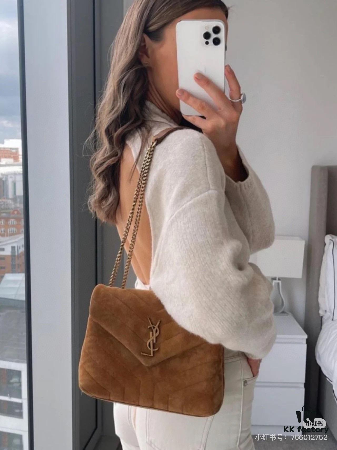 6930d14c6e68136f4d9b0ccf Large Size with Box 💰YSL LOU LOU Suede Leather Chain Shoulder Bag ||| Loulou Black Brown Nubuck