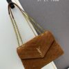 6930d1536e68136f4d9b0cd9 Large Size with Box 💰 YSL LOU LOU Suede Leather Chain Shoulder Bag ||| Loulou Black Brown Nubuck