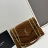 6930d1546e68136f4d9b0cda Large Size with Box 💰 YSL LOU LOU Suede Leather Chain Shoulder Bag ||| Loulou Black Brown Nubuck