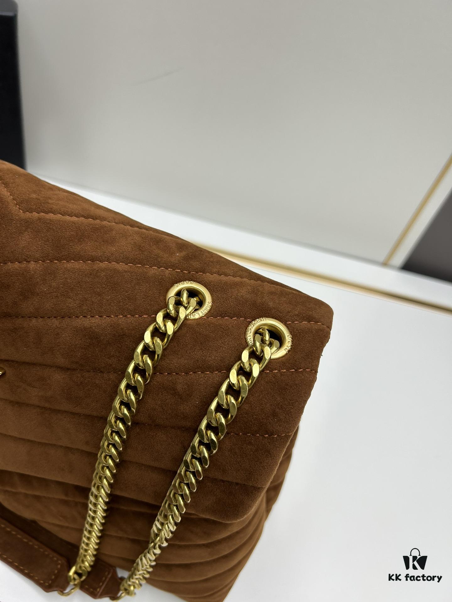 6930d1576e68136f4d9b0cde Large Size with Box 💰 YSL LOU LOU Suede Leather Chain Shoulder Bag ||| Loulou Black Brown Nubuck