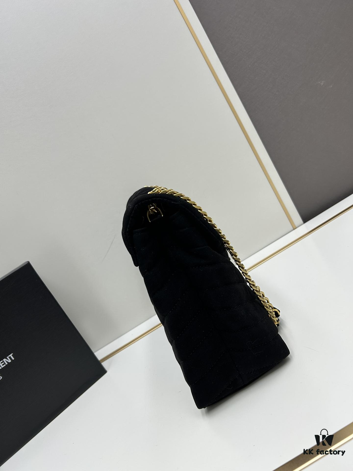 6930d15c6e68136f4d9b0ce3 Large YSL LOU LOU Suede Leather Chain Shoulder Bag with Box ||| Loulou Black Brown Nubuck