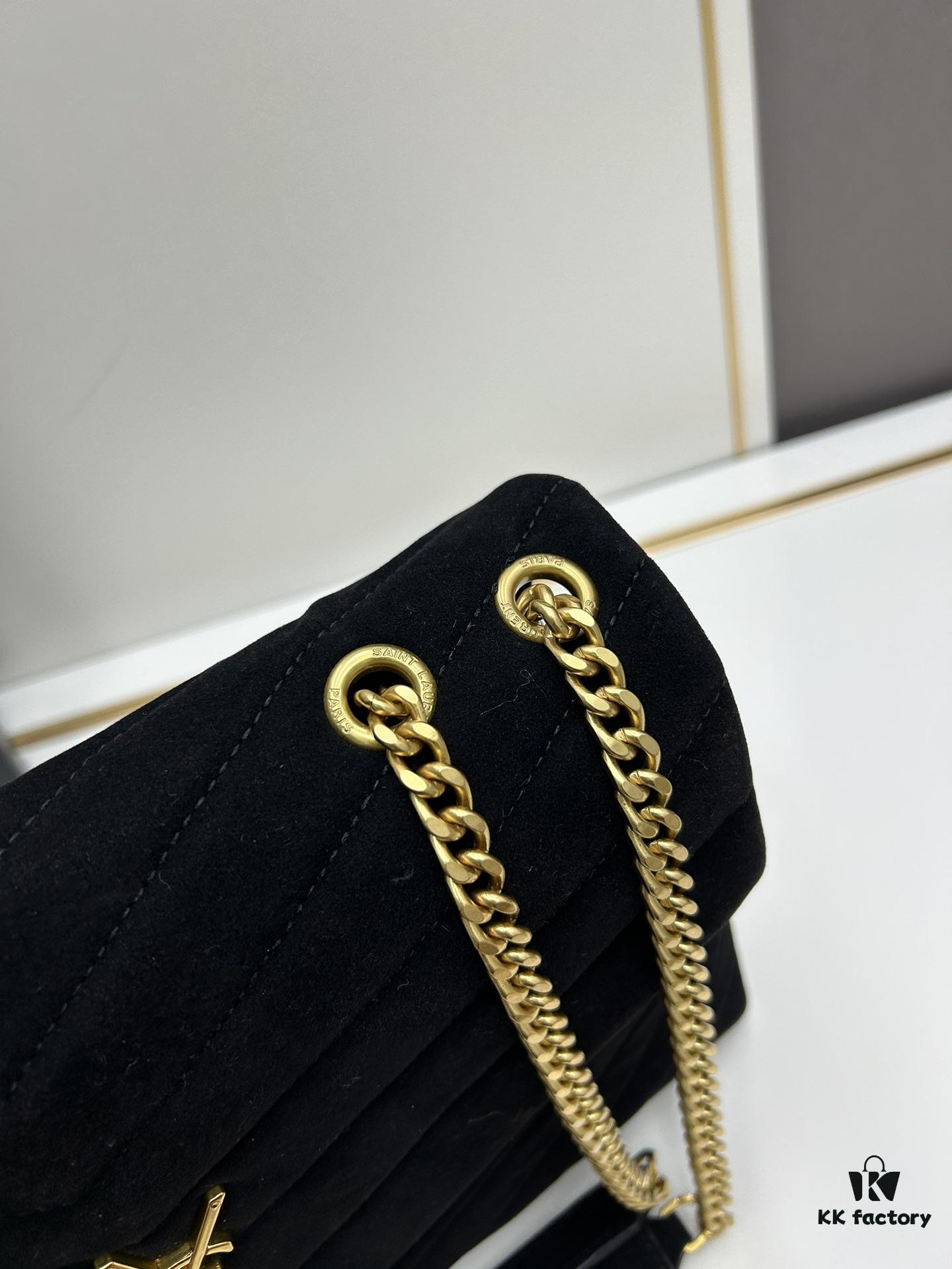 6930d15d6e68136f4d9b0ce5 Large YSL LOU LOU Suede Leather Chain Shoulder Bag with Box ||| Loulou Black Brown Nubuck