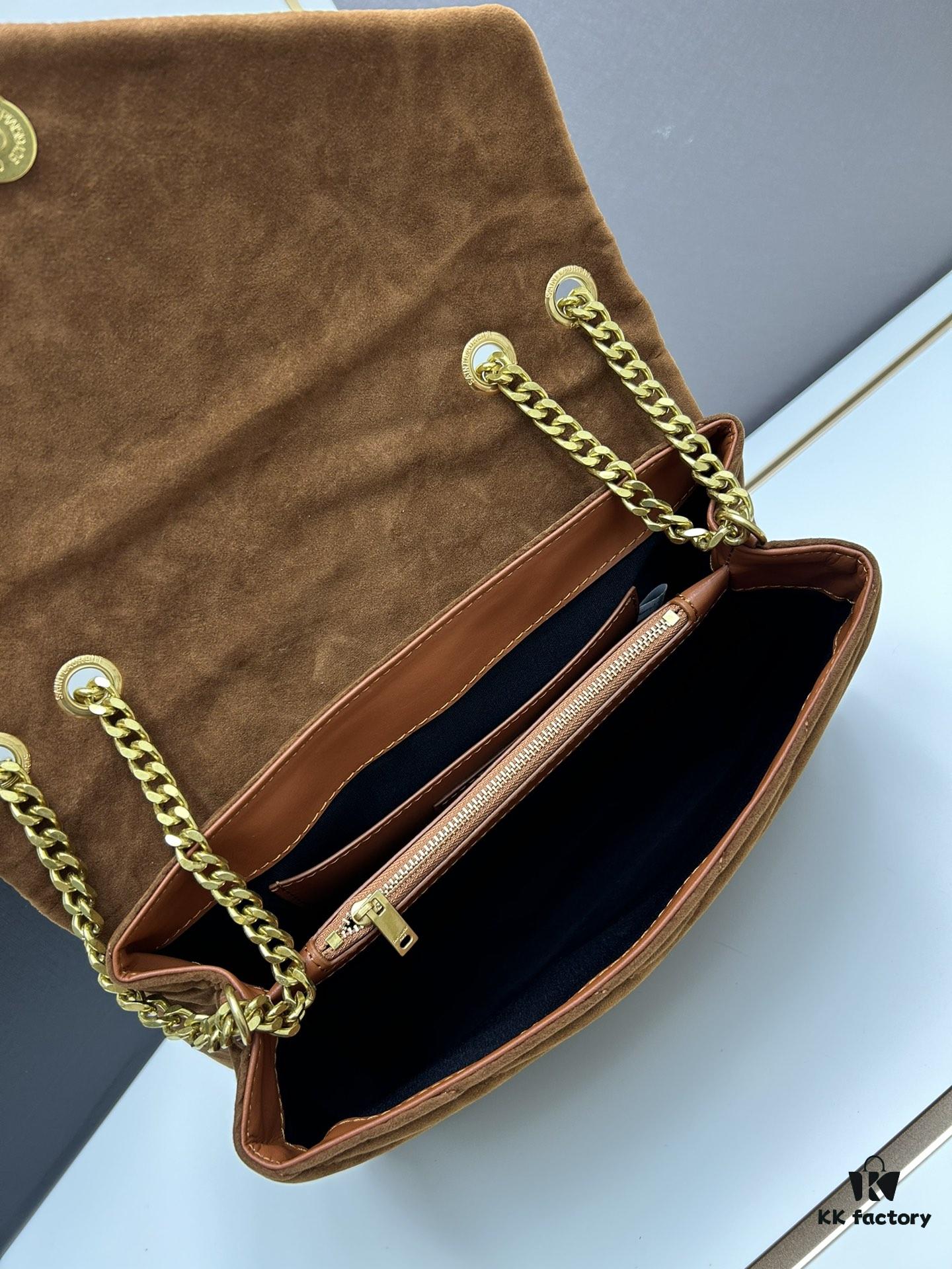 6930d1626e68136f4d9b0ce9 Large Size with Box 💰 YSL LOU LOU Suede Leather Chain Shoulder Bag ||| Loulou Black Brown Nubuck