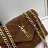 6930d1676e68136f4d9b0ced Medium YSL LOU LOU Suede Leather Chain Shoulder Bag in Black and Brown