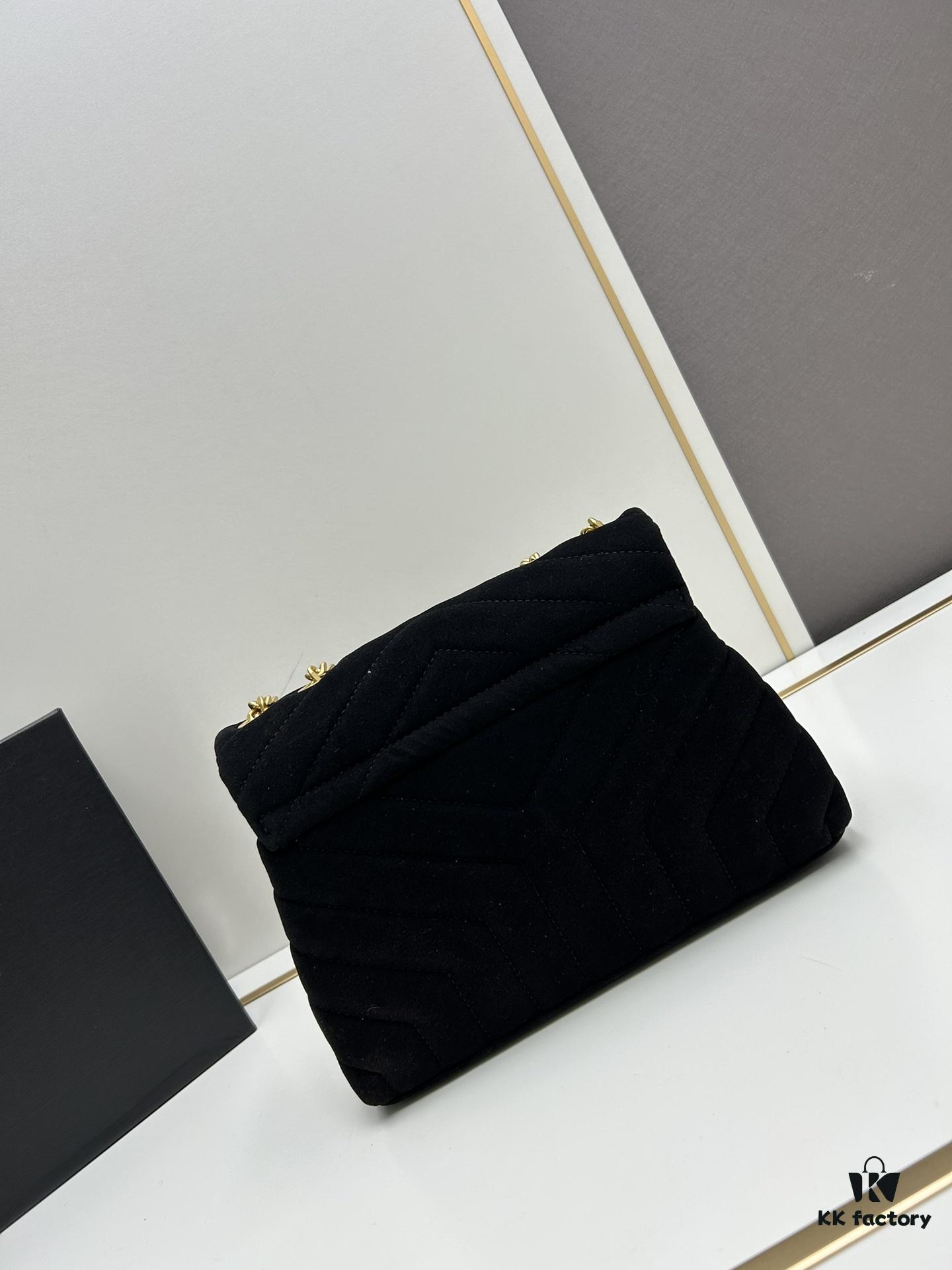 6930d16f6e68136f4d9b0cf8 Medium YSL LOU LOU Suede Leather Chain Shoulder Bag with Box ||| Loulou Black Brown Nubuck