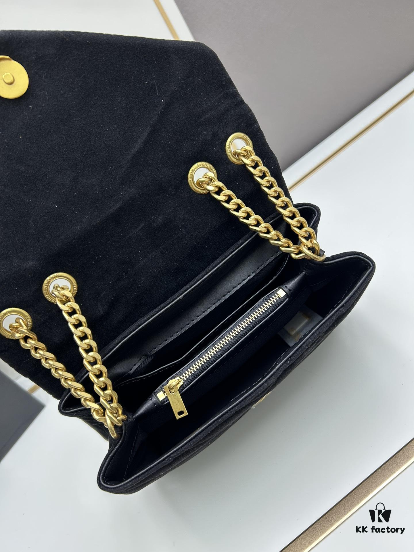 6930d1726e68136f4d9b0cfc Medium YSL LOU LOU Suede Leather Chain Shoulder Bag with Box ||| Loulou Black Brown Nubuck