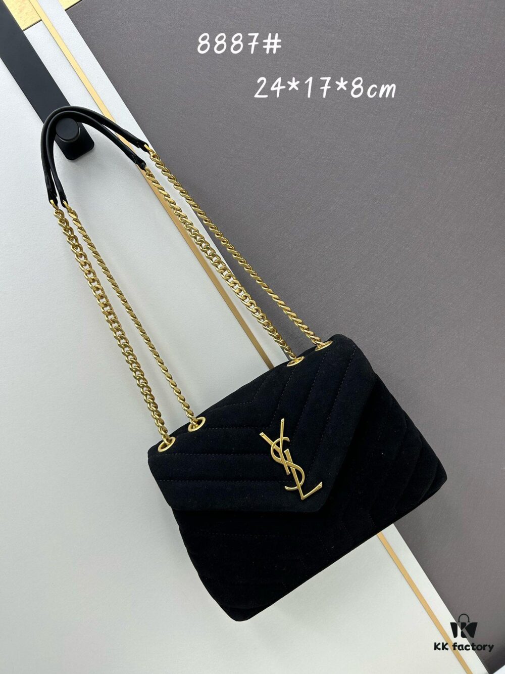 6930d1746e68136f4d9b0cfd Medium YSL LOU LOU Suede Leather Chain Shoulder Bag with Box ||| Loulou Black Brown Nubuck