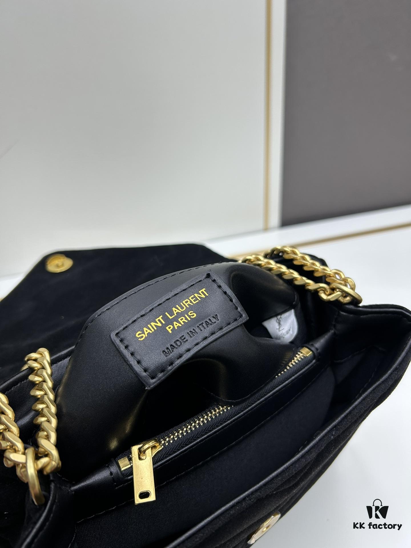 6930d1746e68136f4d9b0cfe Medium YSL LOU LOU Suede Leather Chain Shoulder Bag with Box ||| Loulou Black Brown Nubuck