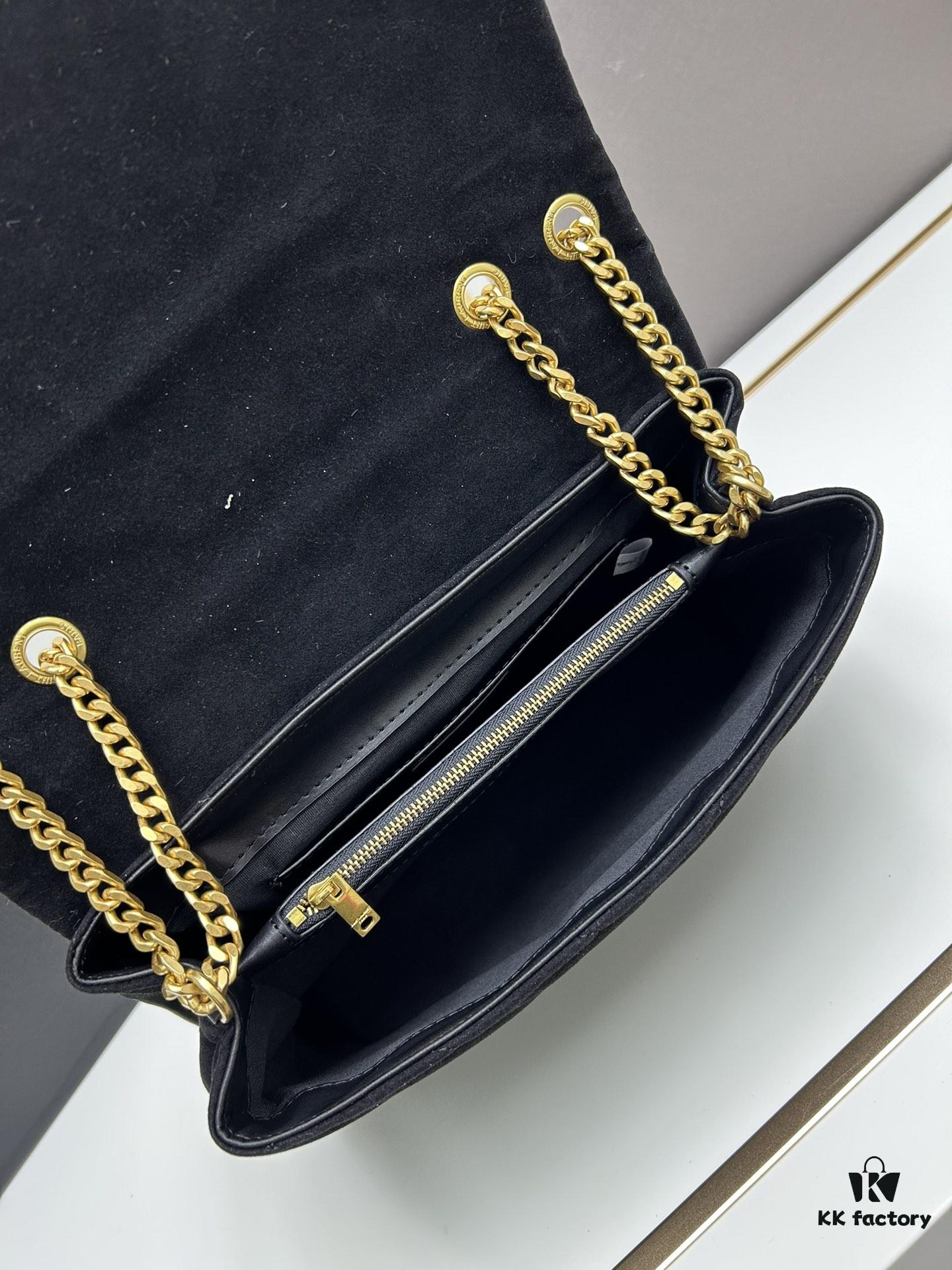 6930d1746e68136f4d9b0cff Large YSL LOU LOU Suede Leather Chain Shoulder Bag with Box ||| Loulou Black Brown Nubuck