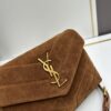 6930d1786e68136f4d9b0d05 Small YSL Loulou Suede Chain Shoulder Bag in Black and Brown with Box