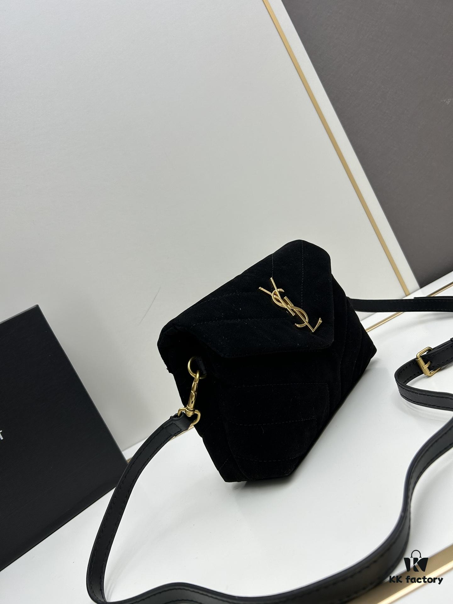 6930d17d6e68136f4d9b0d0d Small YSL Loulou Suede Leather Chain Shoulder Bag in Black and Brown with Box
