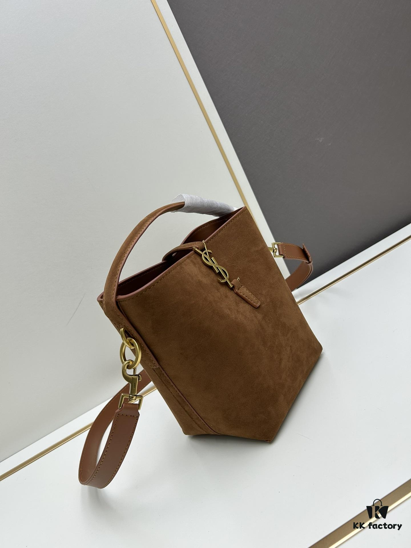 6930d1ce6e68136f4d9b0d87 New Autumn/Winter Arrival Matte Mini YSL Bucket Bag with Box - Authentic YSL LE37 in Black Gold Hardware, Celebrity Style
