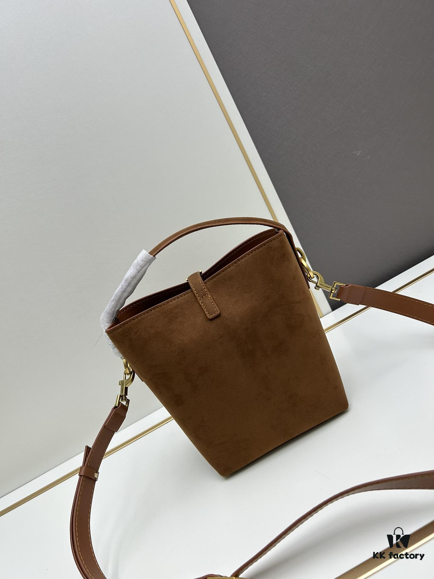 6930d1d06e68136f4d9b0d89 New Autumn/Winter Arrival Matte Mini YSL Bucket Bag with Box - Authentic YSL LE37 in Black Gold Hardware, Celebrity Style