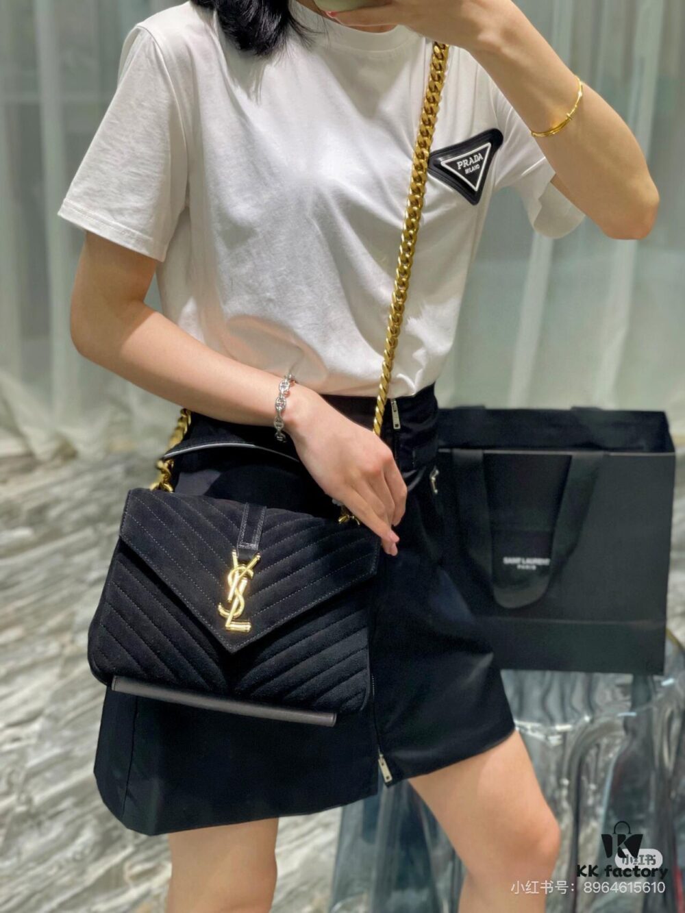 6930d1fc6e68136f4d9b0dce New Arrival with Box ||| Suede YSL Saint Laurent V-Logo Sling Bag