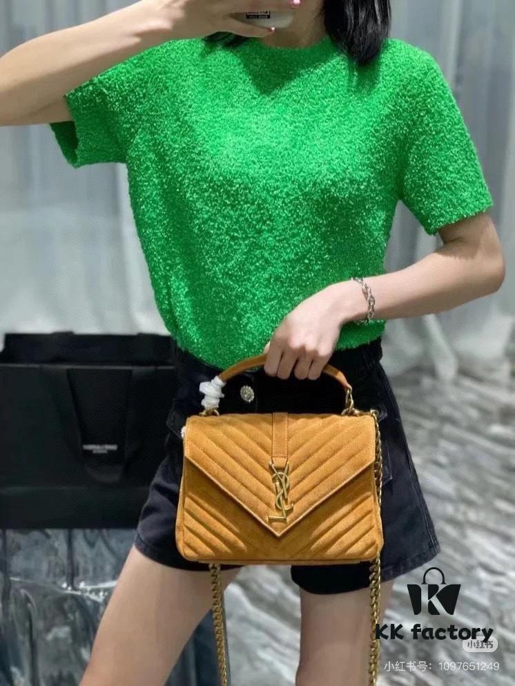 6930d1ff6e68136f4d9b0dd1 New Arrival with Box ||| Suede YSL Saint Laurent V-Logo Sling Bag