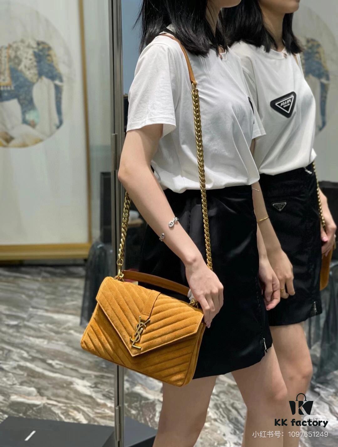 6930d2016e68136f4d9b0dd4 New Arrival with Box ||| Suede YSL Saint Laurent V-Logo Sling Bag