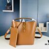 6930d23a6e68136f4d9b0e26 New Arrival Large YSL Bucket Bag with Box - Authentic LE37 Model, Black Shiny Leather with Gold Hardware, Includes Dust Bag and Detachable Pouch