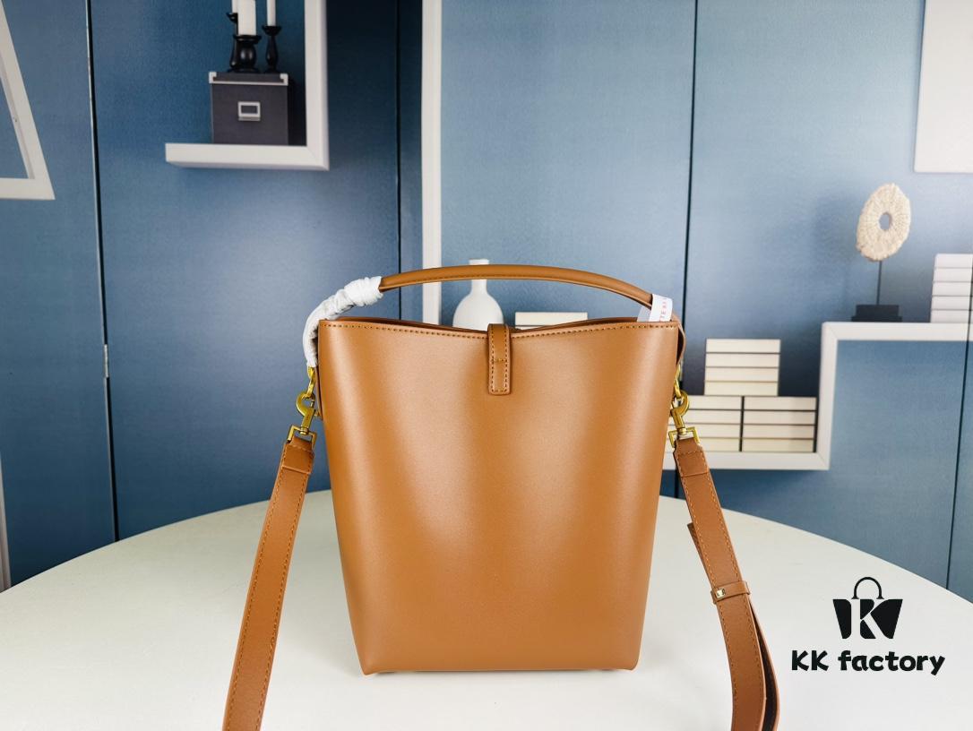 6930d23c6e68136f4d9b0e29 New Arrival Large YSL Bucket Bag with Box - Authentic LE37 Model, Black Shiny Leather with Gold Hardware, Includes Dust Bag and Detachable Pouch