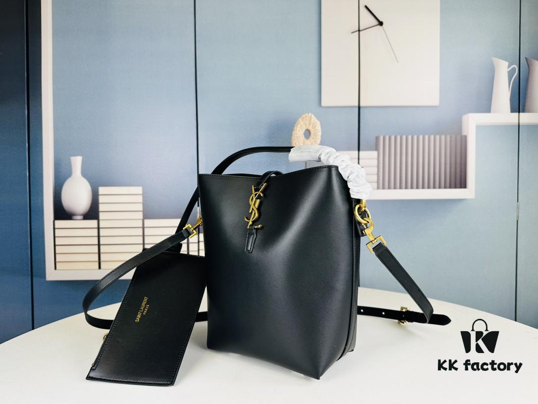 6930d23f6e68136f4d9b0e31 New Large YSL Bucket Bag with Box - Authentic LE37 Model, Shiny Leather Black & Gold Design, Celebrity Style