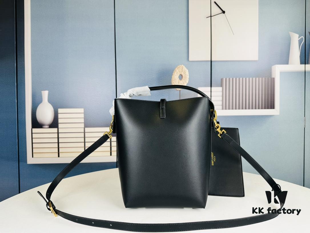 6930d23f6e68136f4d9b0e32 New Large YSL Bucket Bag with Box - Authentic LE37 Model, Shiny Leather Black & Gold Design, Celebrity Style