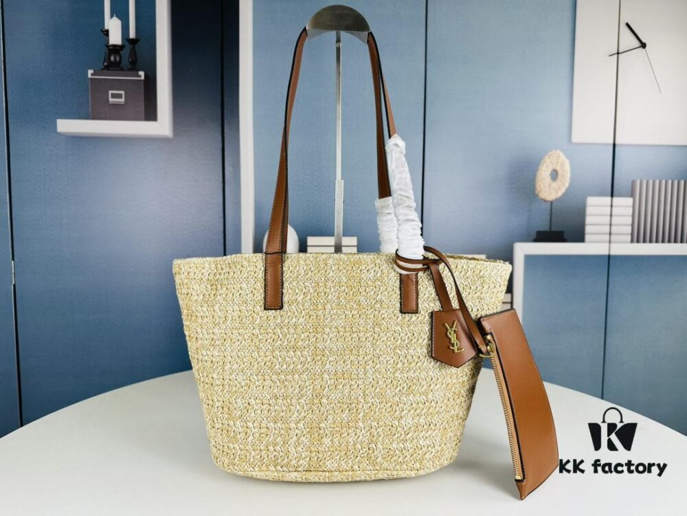 6930d2b06e68136f4d9b0ef2 New YSL Straw Tote Shopping Bag