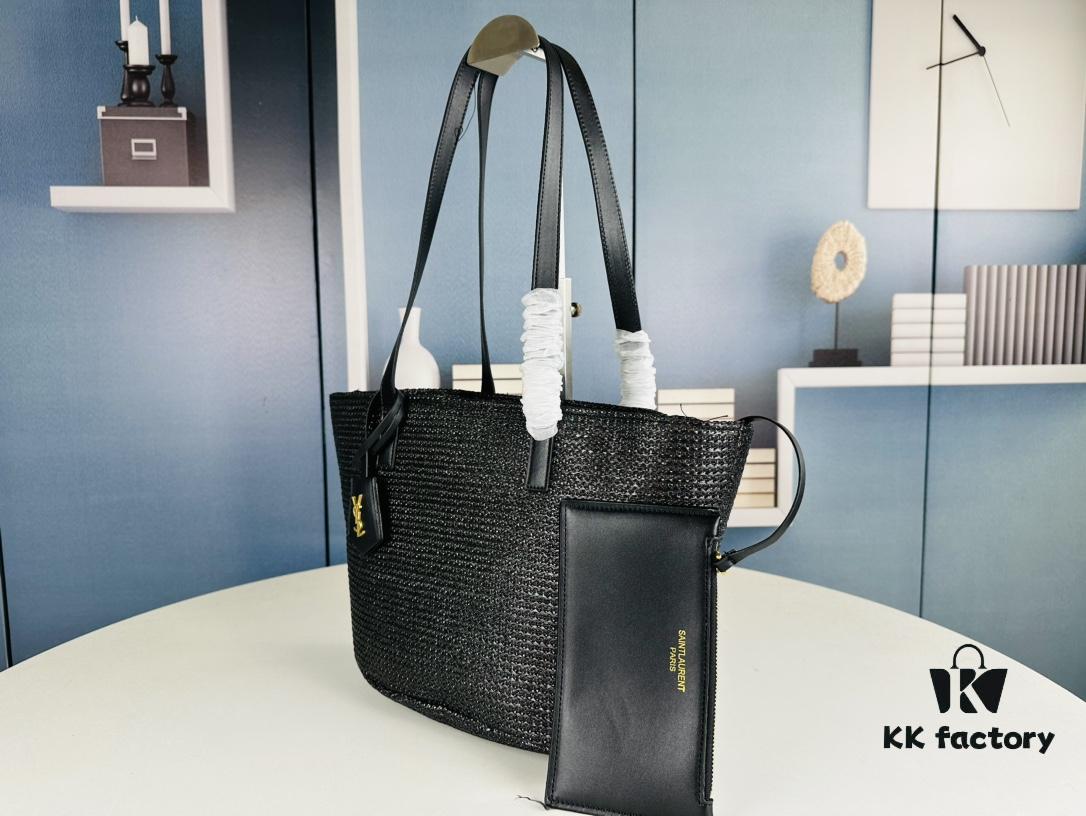 6930d2b56e68136f4d9b0efa New YSL Straw Tote Shopping Bag