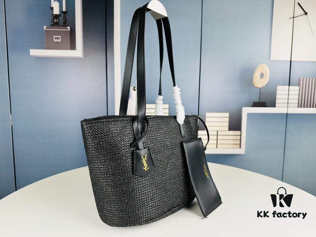 6930d2b66e68136f4d9b0efb New YSL Straw Tote Shopping Bag