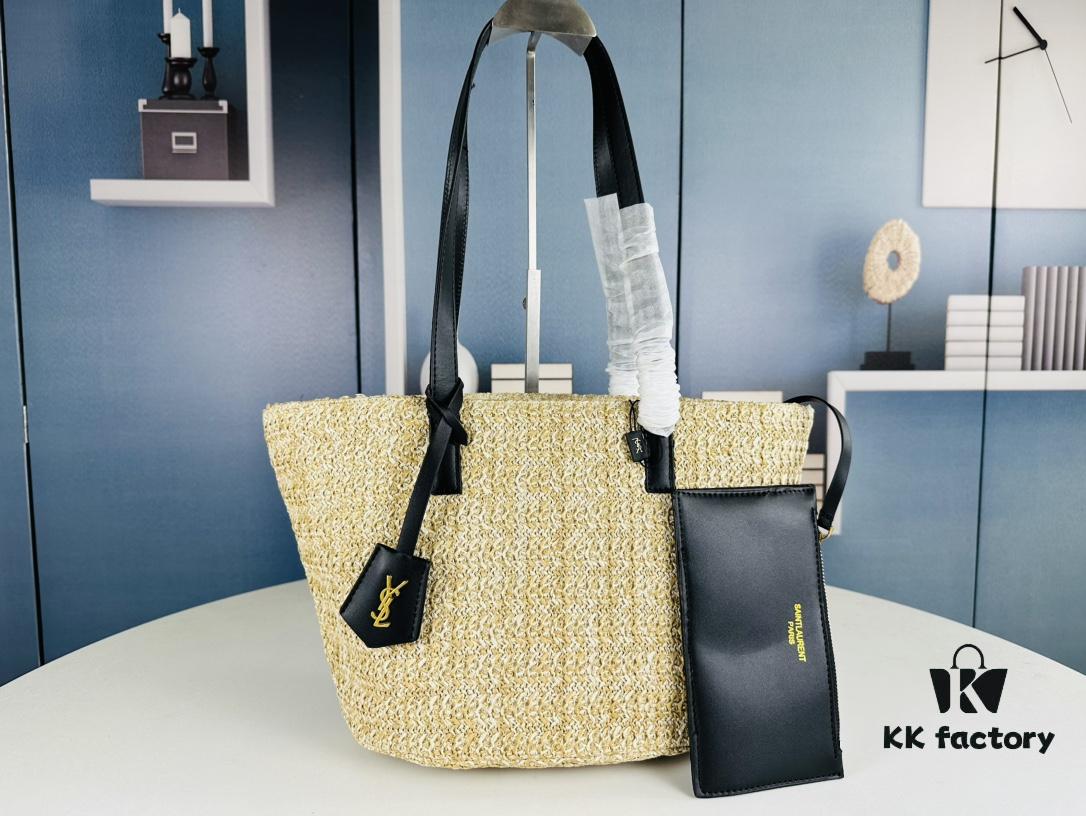6930d2b96e68136f4d9b0f01 New YSL Straw Tote Shopping Bag