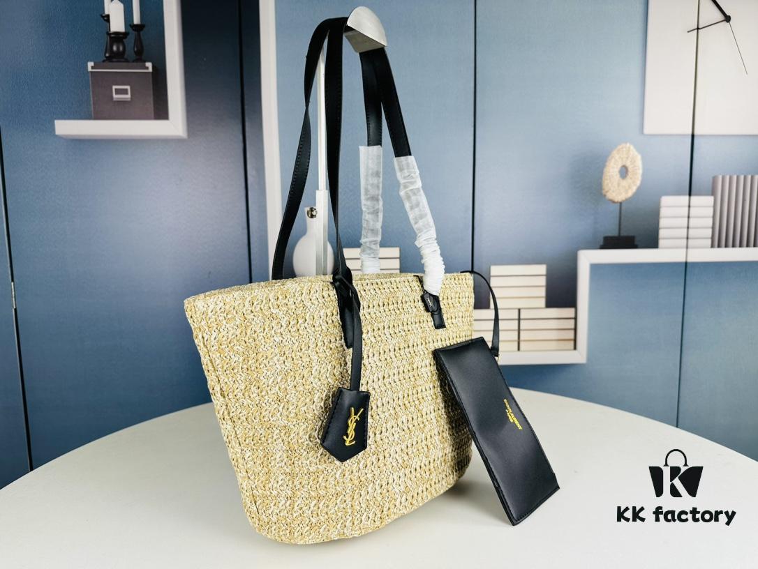 6930d2bb6e68136f4d9b0f05 New YSL Straw Tote Shopping Bag