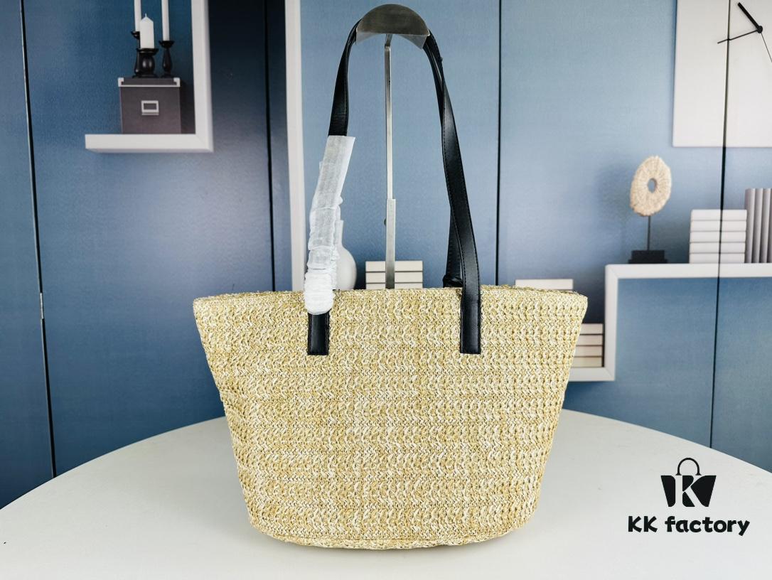 6930d2bb6e68136f4d9b0f06 New YSL Straw Tote Shopping Bag