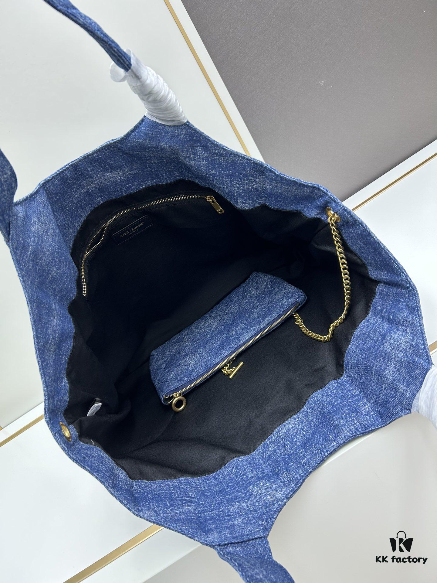 6930d2ce6e68136f4d9b0f24 New Arrival YSL Shopping Bag is Amazing! Beautiful Blue Denim with Huge Capacity and Latest Trend
