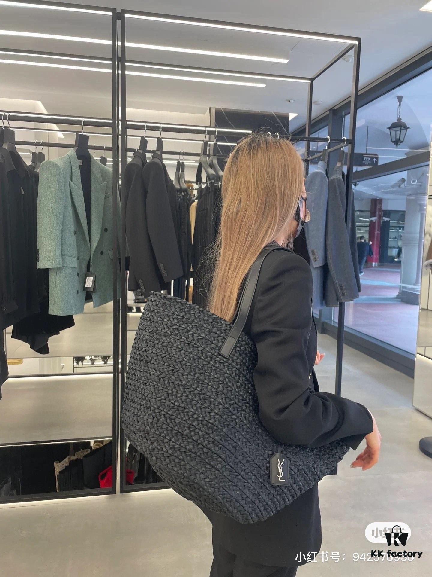 6930d2e26e68136f4d9b0f44 New YSL Straw Tote Shopping Bag
