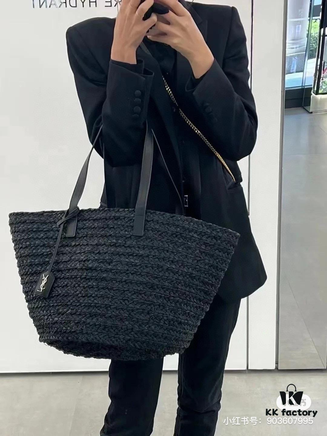 6930d2e26e68136f4d9b0f45 New YSL Straw Tote Shopping Bag