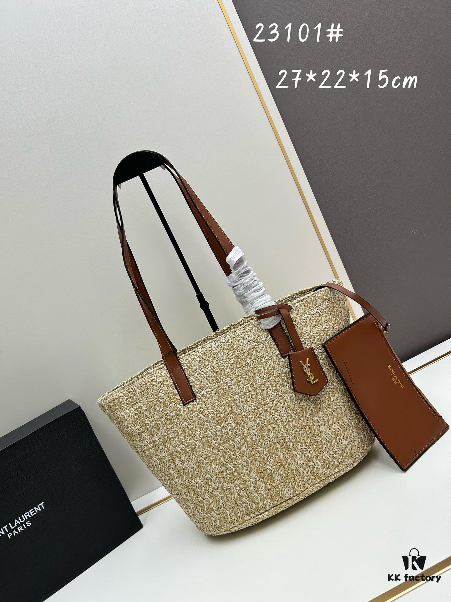 6930d2e56e68136f4d9b0f49 New YSL Straw Tote Shopping Bag