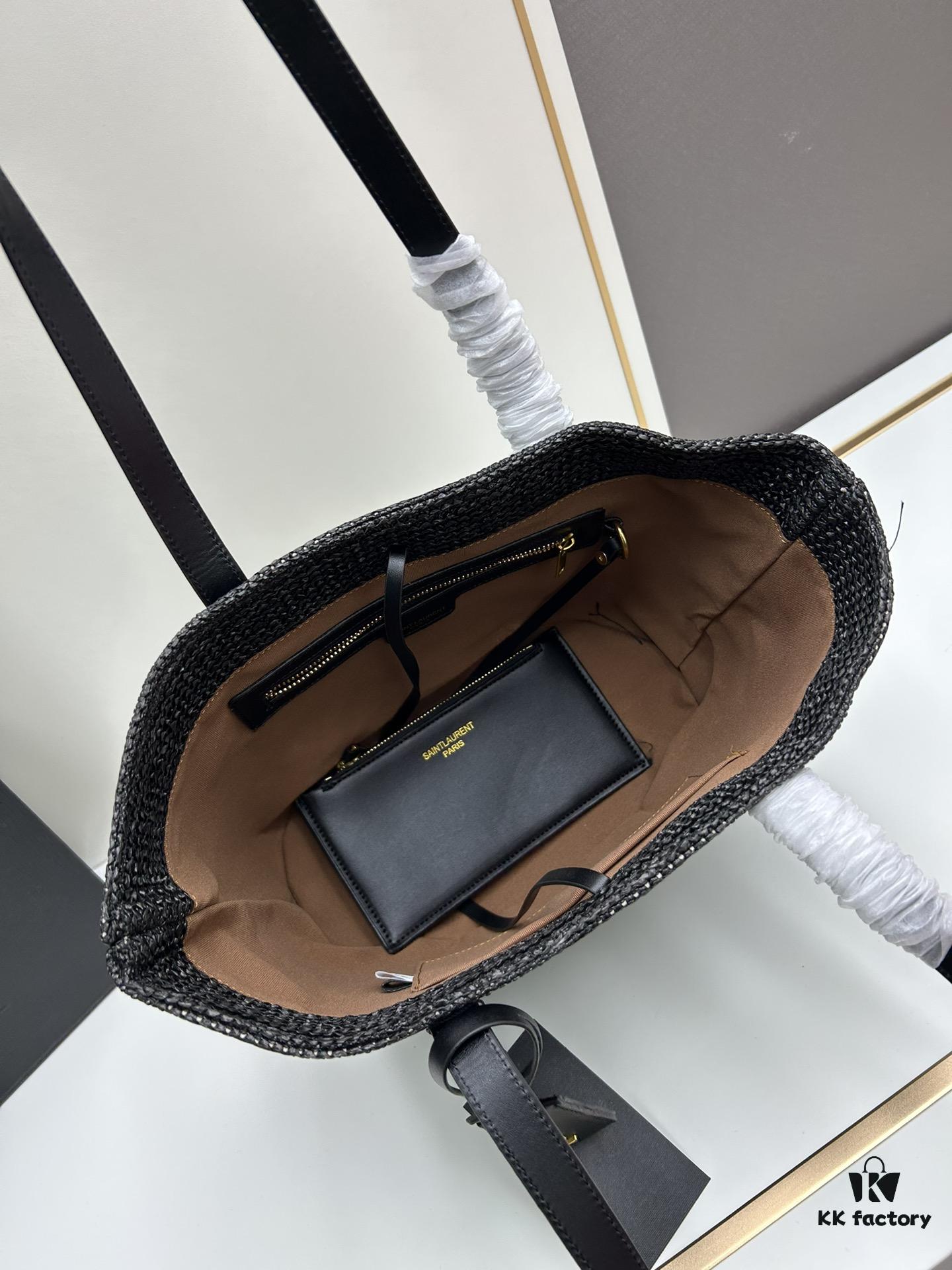 6930d2e96e68136f4d9b0f50 New YSL Straw Tote Shopping Bag