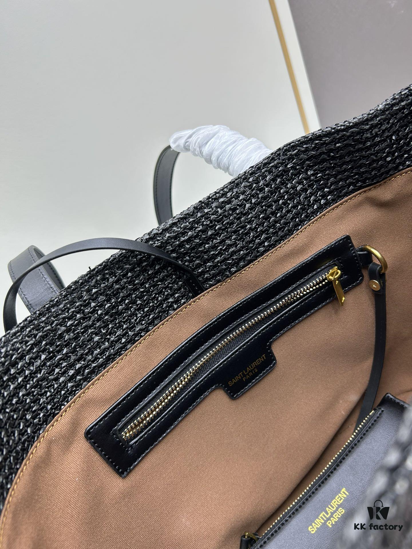 6930d2e96e68136f4d9b0f51 New YSL Straw Tote Shopping Bag