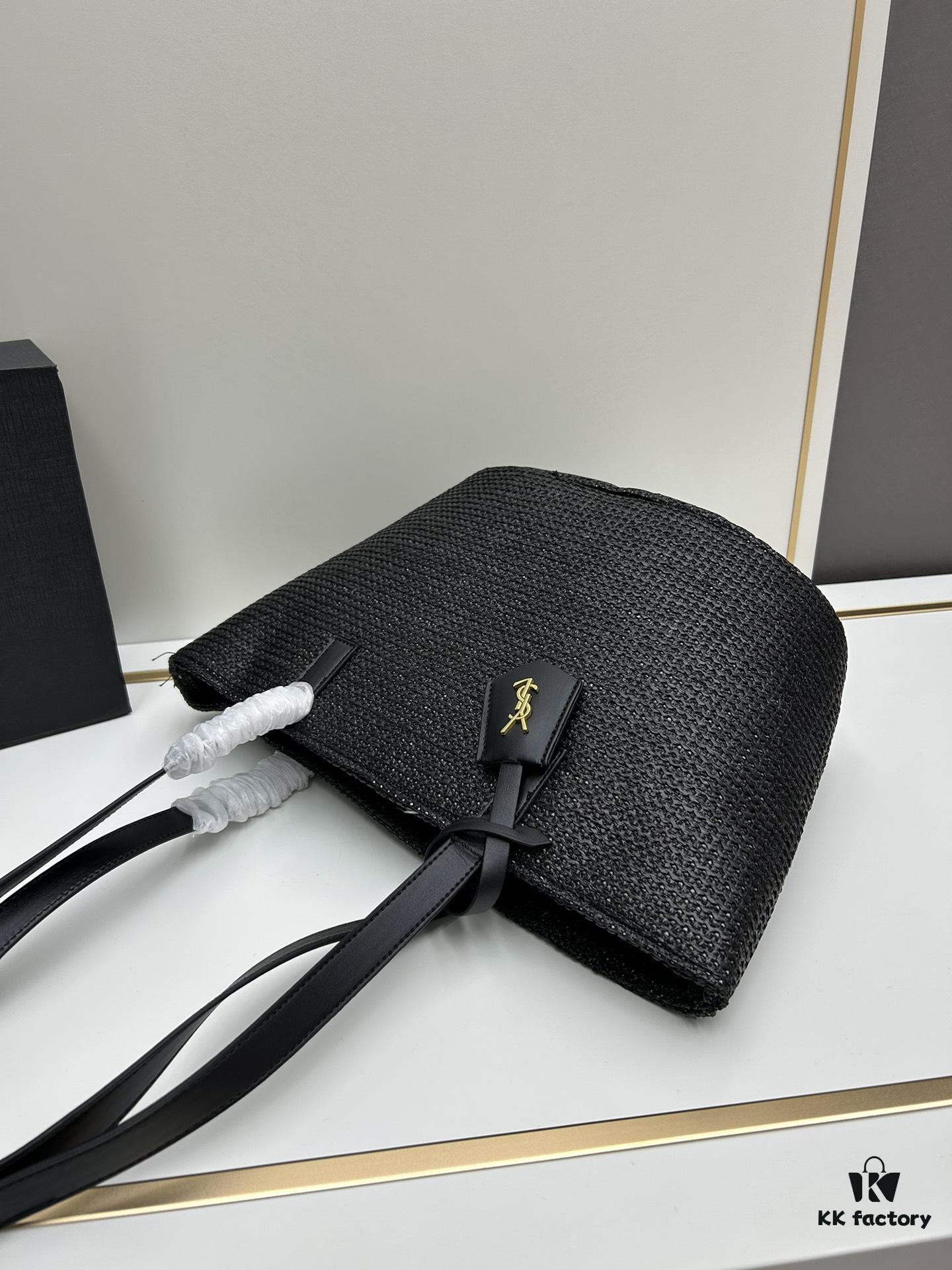 6930d2eb6e68136f4d9b0f52 New YSL Straw Tote Shopping Bag