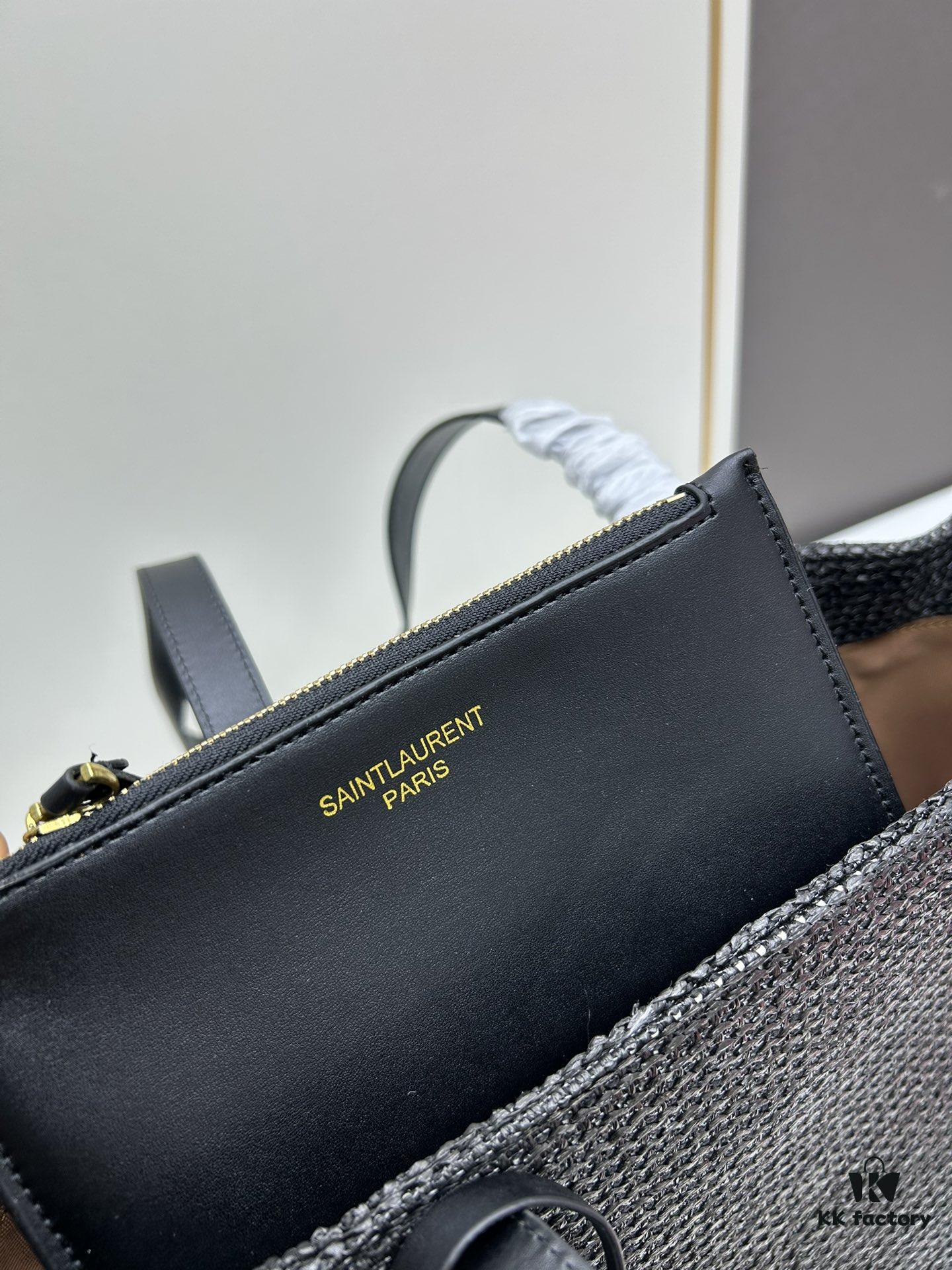 6930d2ec6e68136f4d9b0f53 New YSL Straw Tote Shopping Bag