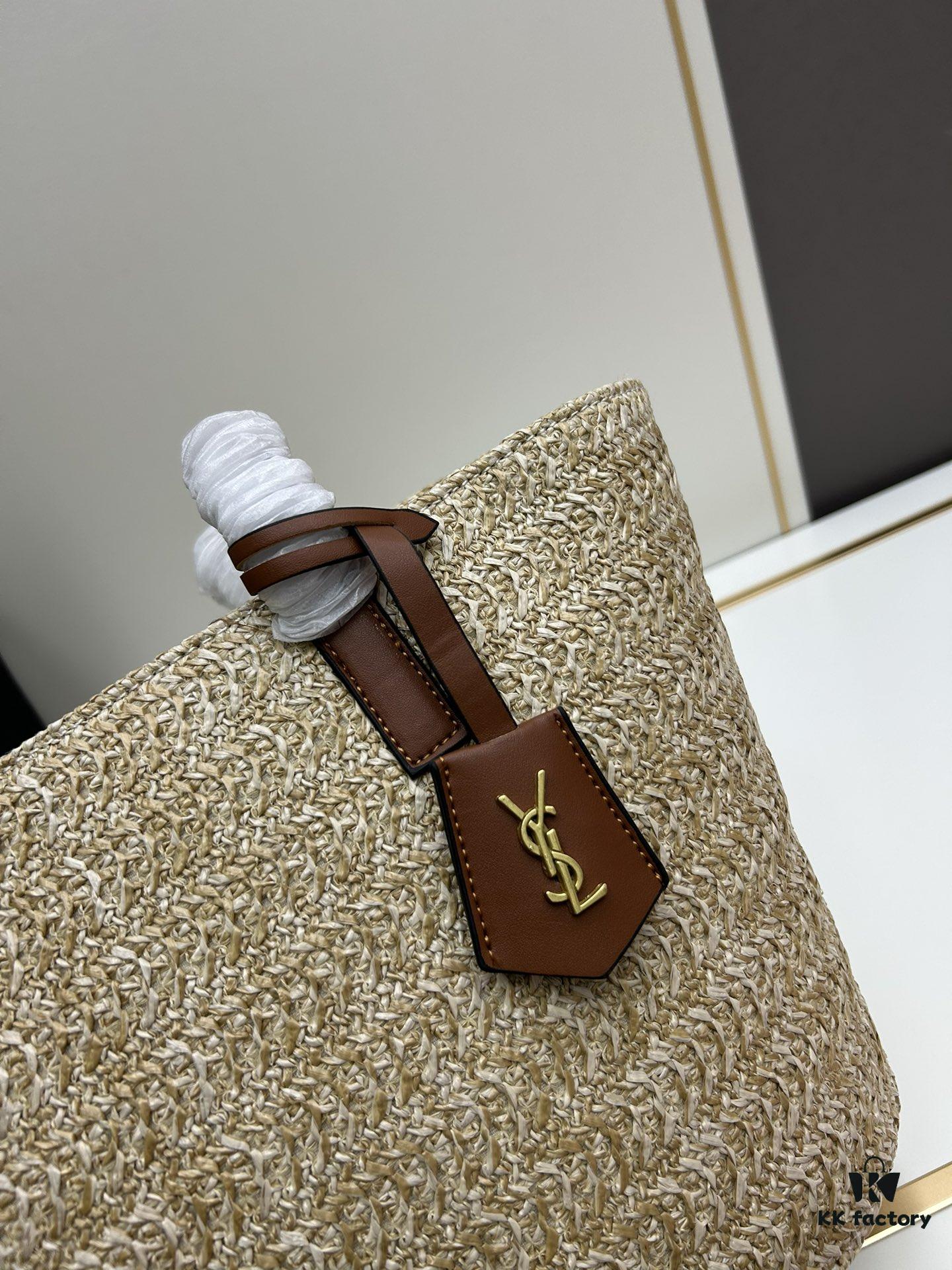 6930d2ed6e68136f4d9b0f58 New YSL Straw Tote Shopping Bag